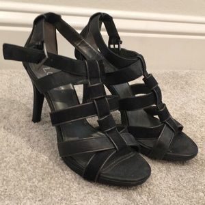 Black straps heels